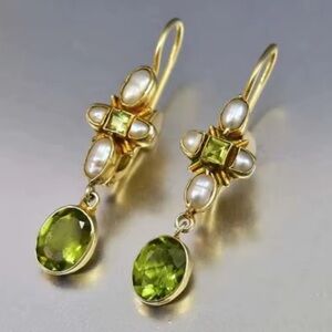 Elegant Gold and Green Gemstone Earrings
